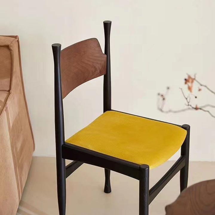 Silla de comedor cuadrada cilíndrica de madera maciza con tapizado Sherpa de estilo chino tradicional y respaldo para comedor 