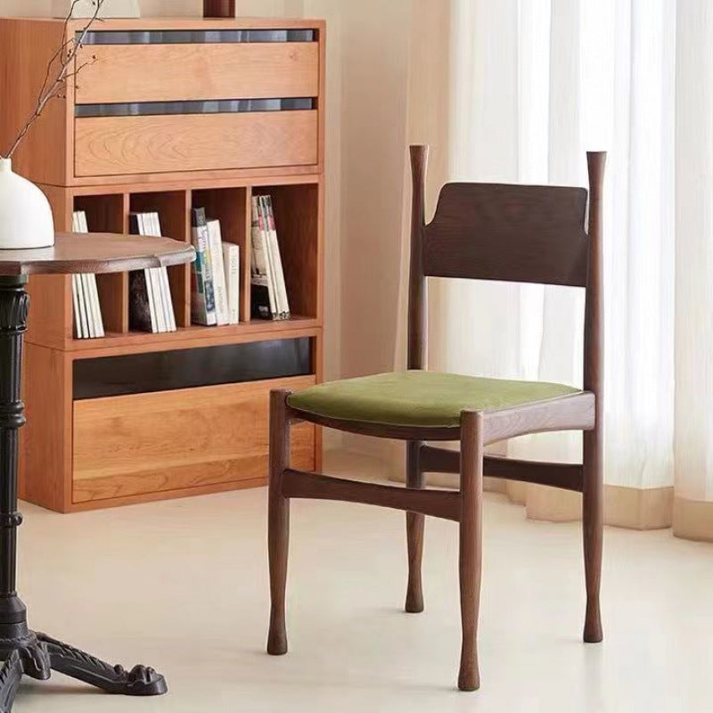 Silla de comedor cuadrada cilíndrica de madera maciza con tapizado Sherpa de estilo chino tradicional y respaldo para comedor 