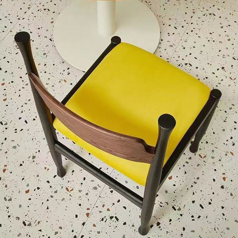 Silla de comedor cuadrada cilíndrica de madera maciza con tapizado Sherpa de estilo chino tradicional y respaldo para comedor 