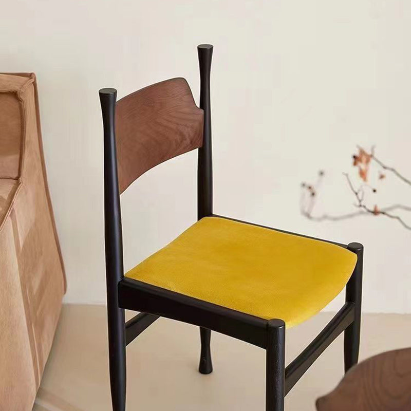 Silla de comedor cuadrada cilíndrica de madera maciza con tapizado Sherpa de estilo chino tradicional y respaldo para comedor 