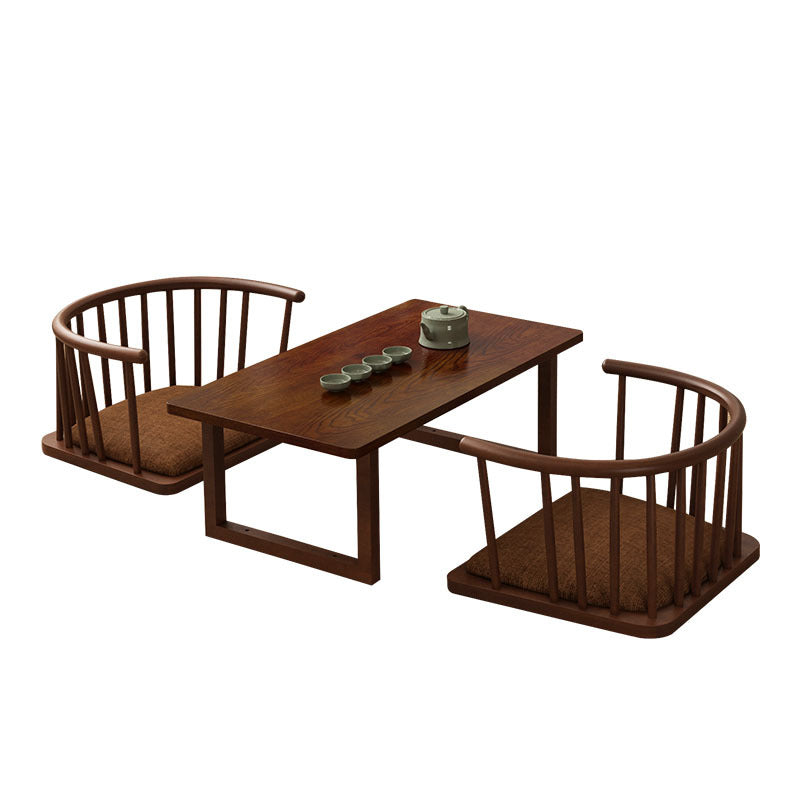 Chaise de sol courbée en bois massif avec dossier en coton-lin traditionnel japonais pour salon 