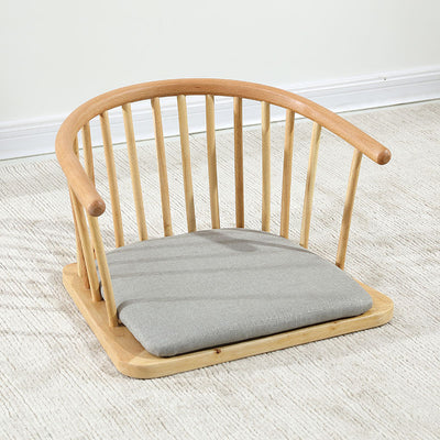 Chaise de sol courbée en bois massif avec dossier en coton-lin traditionnel japonais pour salon 