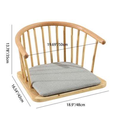 Chaise de sol courbée en bois massif avec dossier en coton-lin traditionnel japonais pour salon 