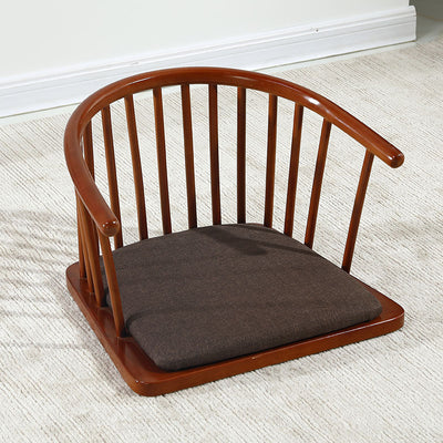 Chaise de sol courbée en bois massif avec dossier en coton-lin traditionnel japonais pour salon 
