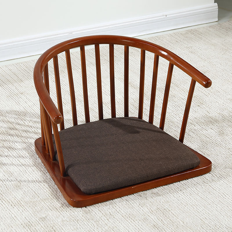 Chaise de sol courbée en bois massif avec dossier en coton-lin traditionnel japonais pour salon 