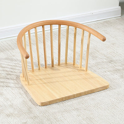 Chaise de sol courbée en bois massif avec dossier en coton-lin traditionnel japonais pour salon 