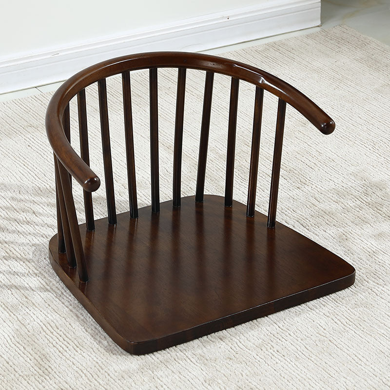 Chaise de sol courbée en bois massif avec dossier en coton-lin traditionnel japonais pour salon 