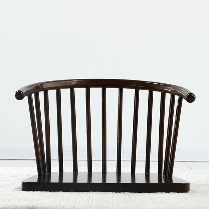 Traditioneller japanischer Baumwoll-Leinen Massivholz gebogener Bodenstuhl mit Rückenlehne für das Wohnzimmer 
