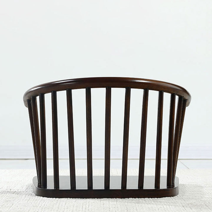 Traditioneller japanischer Baumwoll-Leinen Massivholz gebogener Bodenstuhl mit Rückenlehne für das Wohnzimmer 