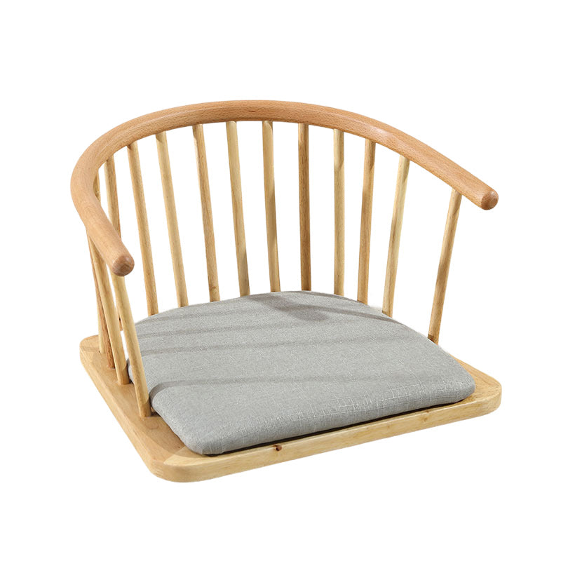 Chaise de sol courbée en bois massif avec dossier en coton-lin traditionnel japonais pour salon 