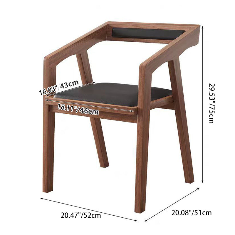 Zeitgenössischer skandinavischer Massivholz-Trapezstuhldiningstuhl aus Kunstleder mit Öl-Wachs-Optik und Armlehne für das Esszimmer 