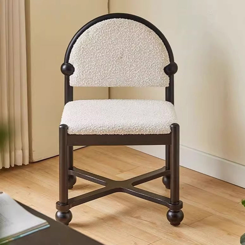 Chaise de salle à manger traditionnelle vintage en velours et bois massif demi-ronde carrée avec dossier pour salle à manger 