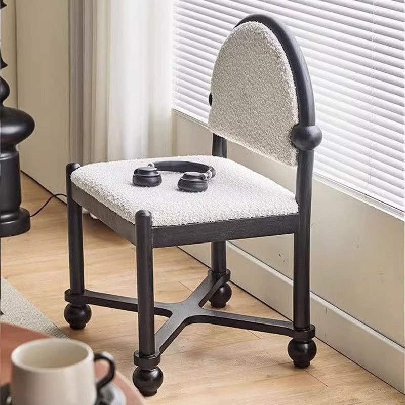 Chaise de salle à manger traditionnelle vintage en velours et bois massif demi-ronde carrée avec dossier pour salle à manger 