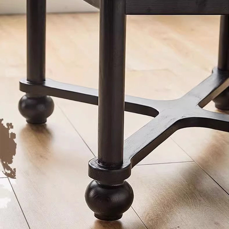 Chaise de salle à manger traditionnelle vintage en velours et bois massif demi-ronde carrée avec dossier pour salle à manger 