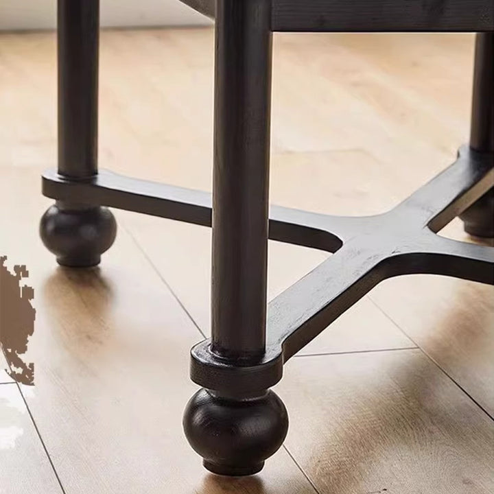 Chaise de salle à manger traditionnelle vintage en velours et bois massif demi-ronde carrée avec dossier pour salle à manger 