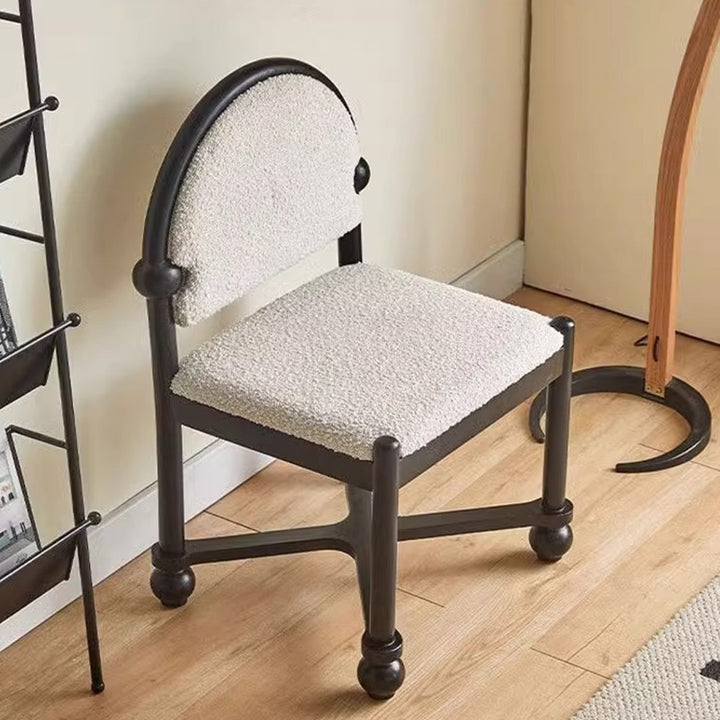 Chaise de salle à manger traditionnelle vintage en velours et bois massif demi-ronde carrée avec dossier pour salle à manger 