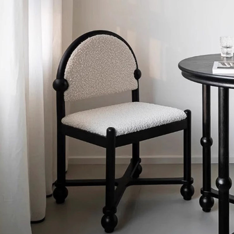 Chaise de salle à manger traditionnelle vintage en velours et bois massif demi-ronde carrée avec dossier pour salle à manger 