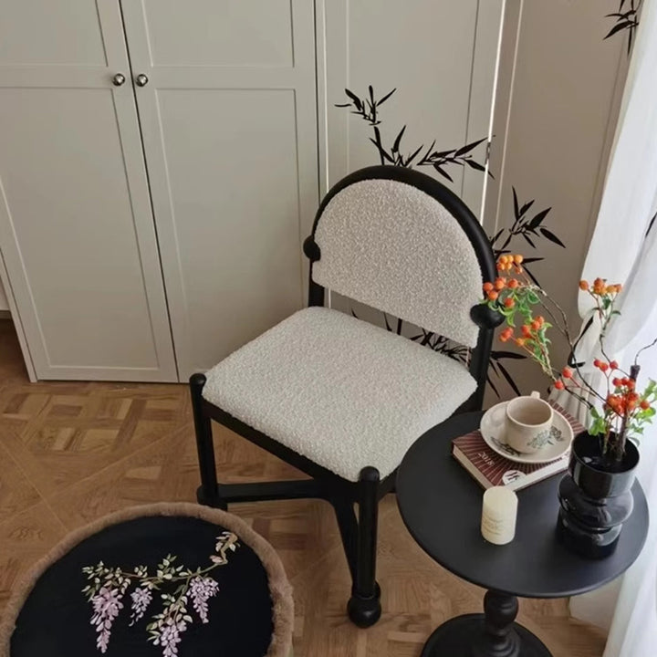Chaise de salle à manger traditionnelle vintage en velours et bois massif demi-ronde carrée avec dossier pour salle à manger 