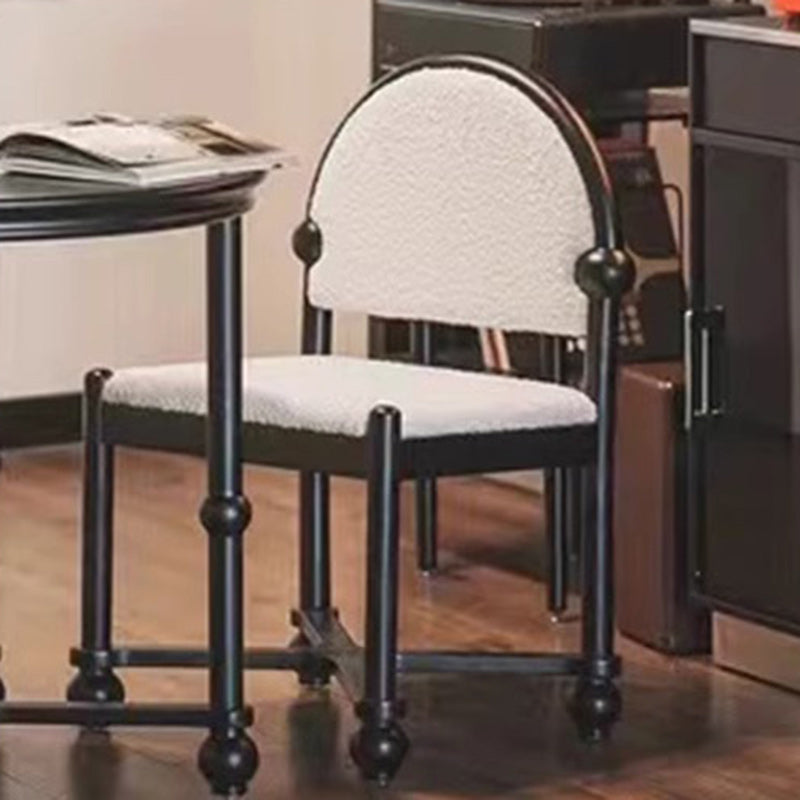 Chaise de salle à manger traditionnelle vintage en velours et bois massif demi-ronde carrée avec dossier pour salle à manger 