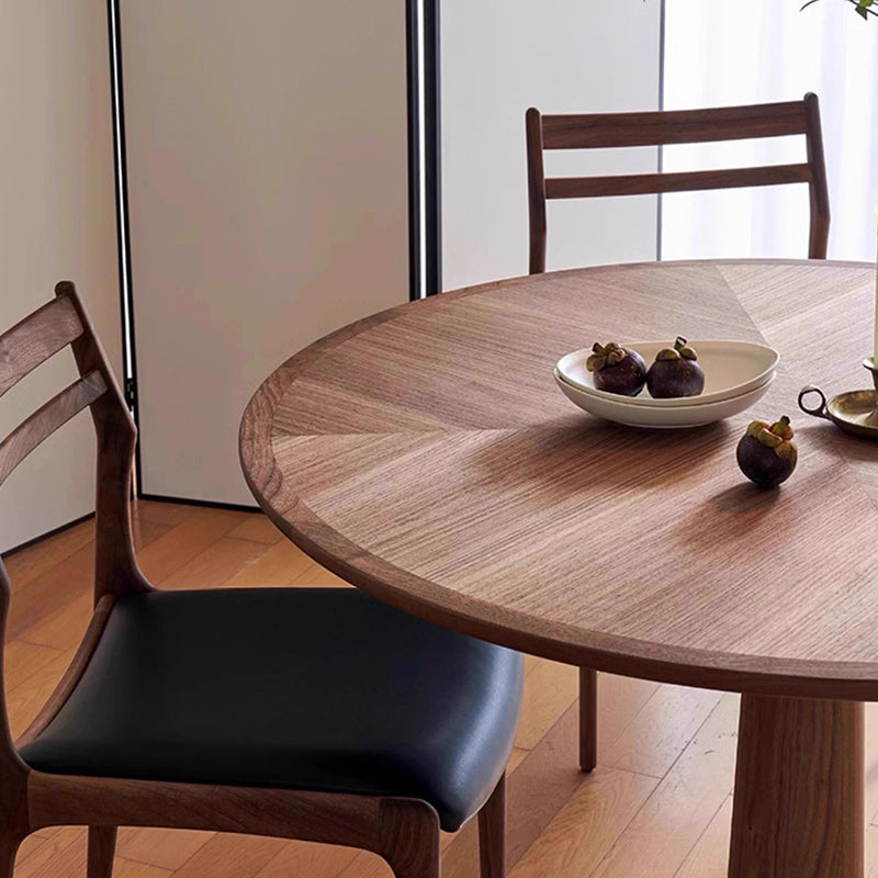 Traditional Chinese Faux Leather Solid Wood Curved Square Dining Chair With Backrest For Dining Room