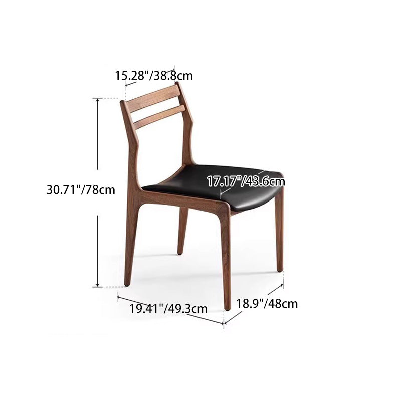 Traditional Chinese Faux Leather Solid Wood Curved Square Dining Chair With Backrest For Dining Room