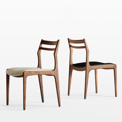 Traditional Chinese Faux Leather Solid Wood Curved Square Dining Chair With Backrest For Dining Room