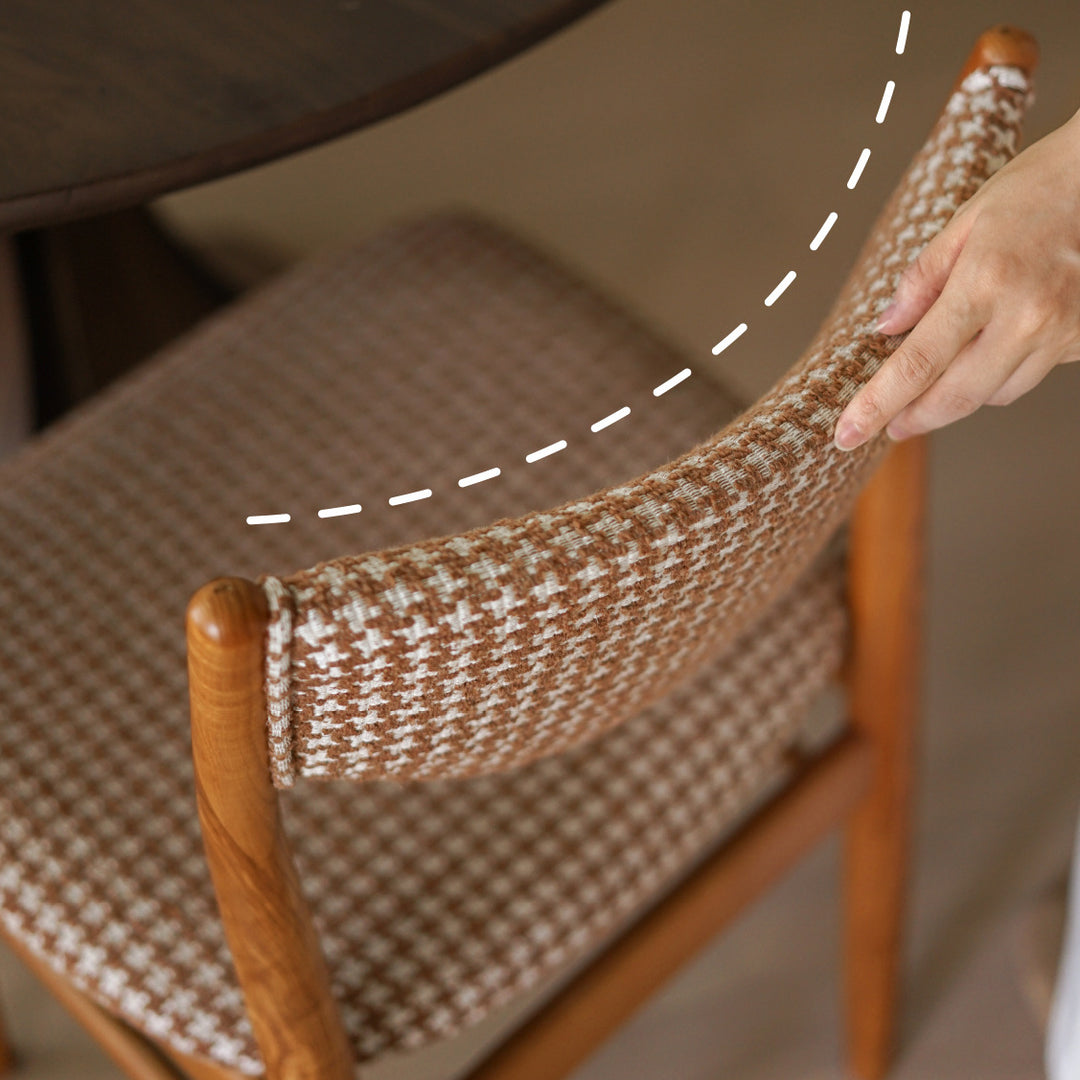 Traditional Vintage Ash Wood Multi-Ply Fabric Curved Dining Chair With Backrest For Dining Room