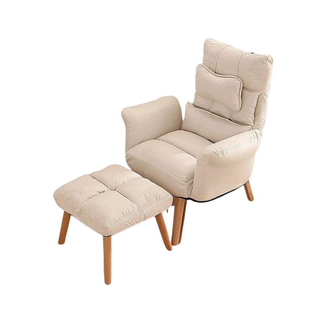 Moderner minimalistischer Relaxsessel aus Kunstfaser und Massivholz in quadratischer Form mit Rückenlehne und Armlehne für das Wohnzimmer 