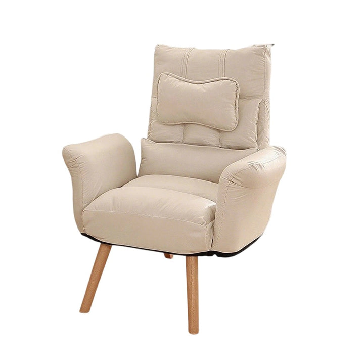 Moderner minimalistischer Relaxsessel aus Kunstfaser und Massivholz in quadratischer Form mit Rückenlehne und Armlehne für das Wohnzimmer 