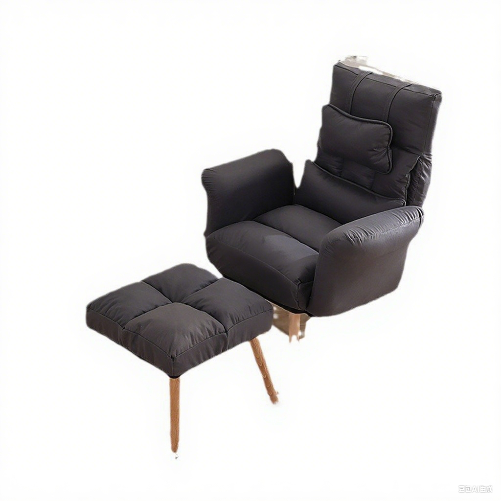 Moderner minimalistischer Relaxsessel aus Kunstfaser und Massivholz in quadratischer Form mit Rückenlehne und Armlehne für das Wohnzimmer 