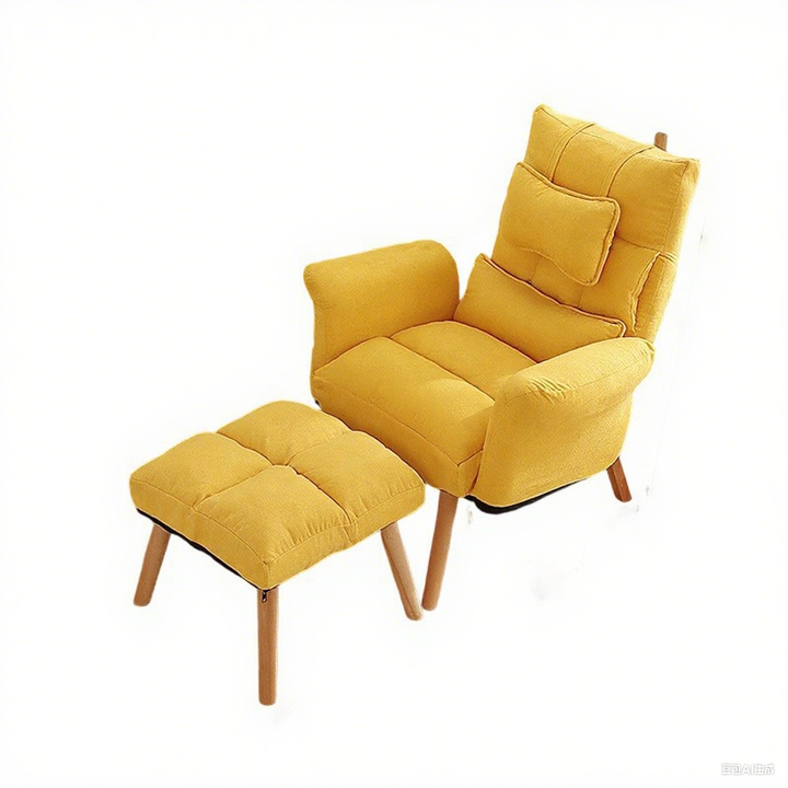 Moderner minimalistischer Relaxsessel aus Kunstfaser und Massivholz in quadratischer Form mit Rückenlehne und Armlehne für das Wohnzimmer 