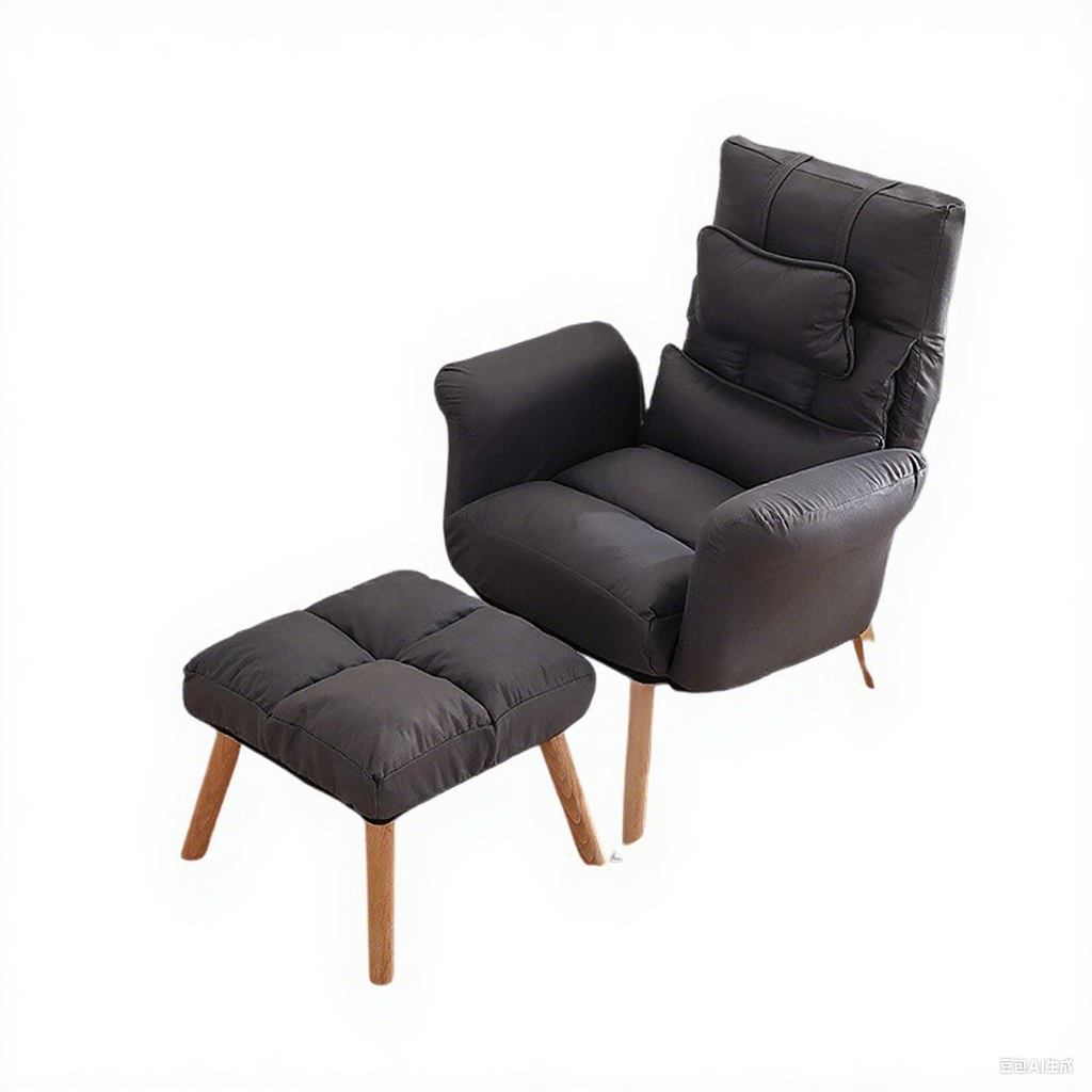 Moderner minimalistischer Relaxsessel aus Kunstfaser und Massivholz in quadratischer Form mit Rückenlehne und Armlehne für das Wohnzimmer 