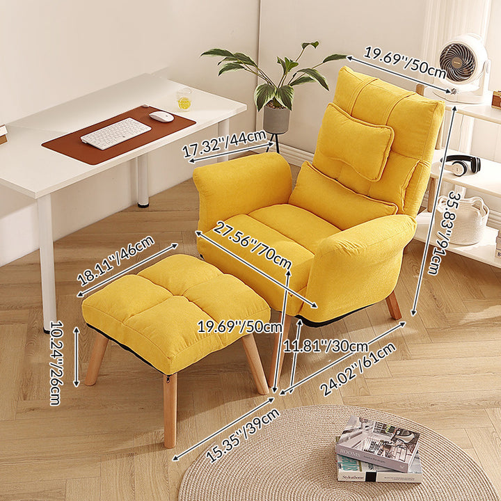 Chaise d'appoint inclinable carrée moderne minimaliste en tissu technique et bois massif avec dossier et accoudoirs pour salon 