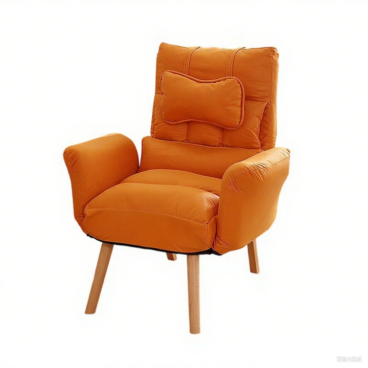 Moderner minimalistischer Relaxsessel aus Kunstfaser und Massivholz in quadratischer Form mit Rückenlehne und Armlehne für das Wohnzimmer 