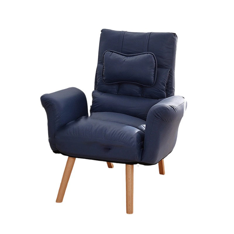 Moderner minimalistischer Relaxsessel aus Kunstfaser und Massivholz in quadratischer Form mit Rückenlehne und Armlehne für das Wohnzimmer 