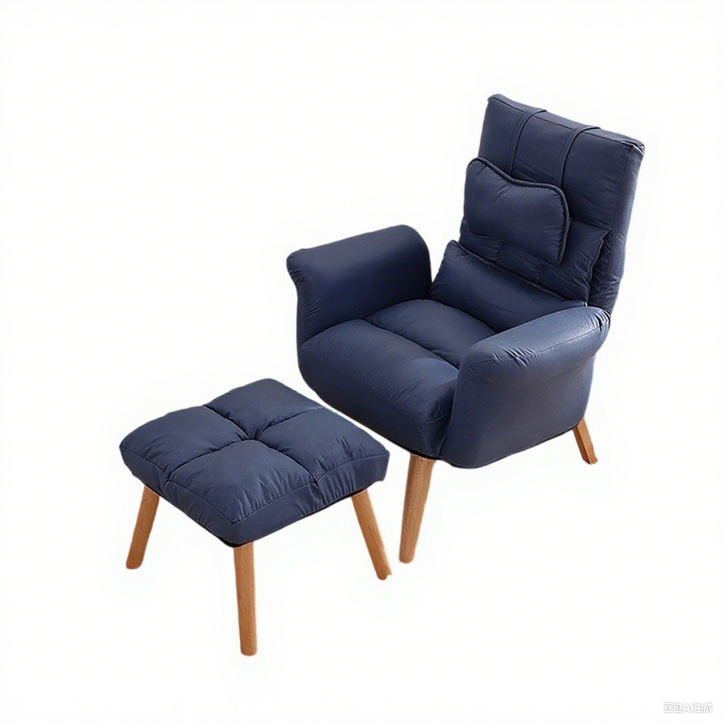 Moderner minimalistischer Relaxsessel aus Kunstfaser und Massivholz in quadratischer Form mit Rückenlehne und Armlehne für das Wohnzimmer 