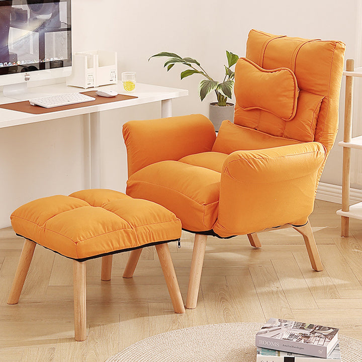 Chaise d'appoint inclinable carrée moderne minimaliste en tissu technique et bois massif avec dossier et accoudoirs pour salon 