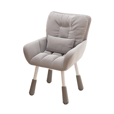 Modern Minimalist Velvet Metal Rectangular Square Vanity Chair With Backrest & Armrest For Bedroom