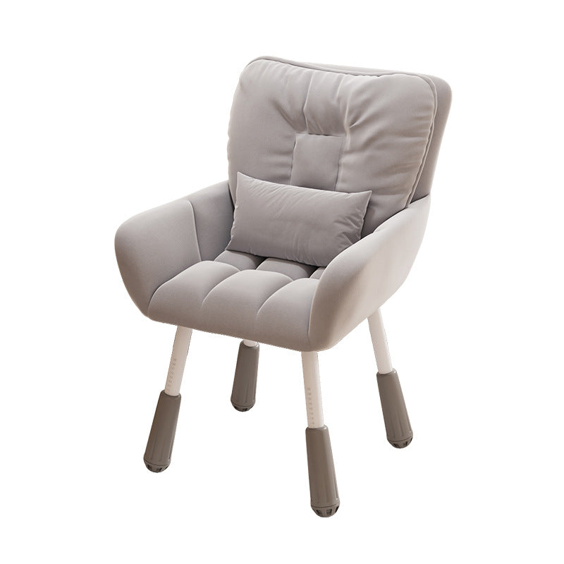 Modern Minimalist Velvet Metal Rectangular Square Vanity Chair With Backrest & Armrest For Bedroom