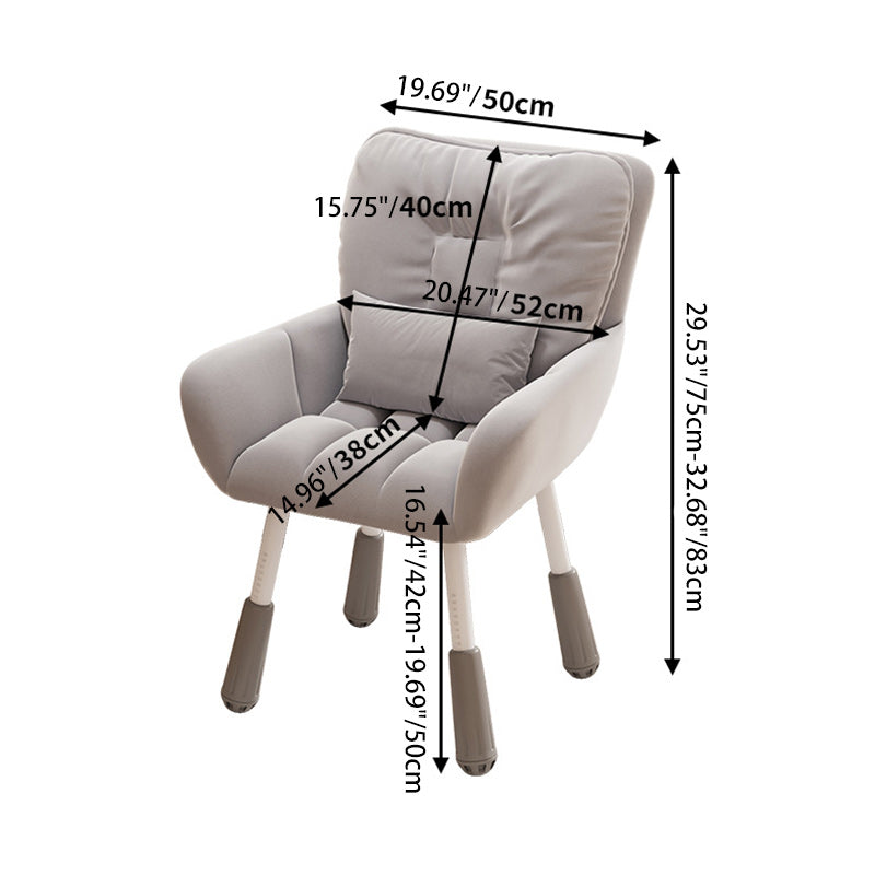 Modern Minimalist Velvet Metal Rectangular Square Vanity Chair With Backrest & Armrest For Bedroom
