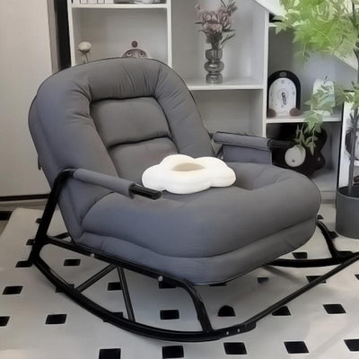 Modern Minimalist Corduroy Metal Rounded Folding Accent Chair With Backrest & Armrest For Living Room