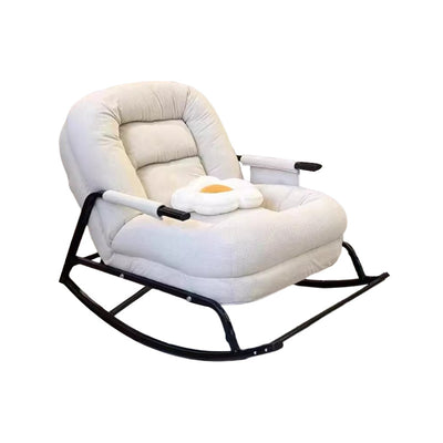 Modern Minimalist Corduroy Metal Rounded Folding Accent Chair With Backrest & Armrest For Living Room