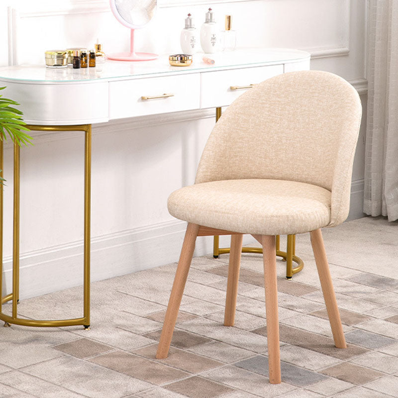 Contemporary Scandinavian Beech Wood Linen Curved Rounded Dining Chair With Backrest For Dining Room