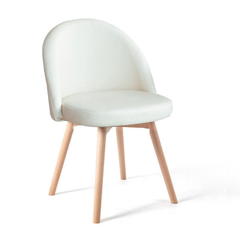 Contemporary Scandinavian Beech Wood Linen Curved Rounded Dining Chair With Backrest For Dining Room
