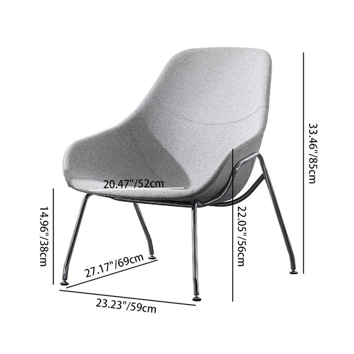 Chaise d'accent carrée incurvée en fer moderne en tissu scandinave avec dossier pour salon 