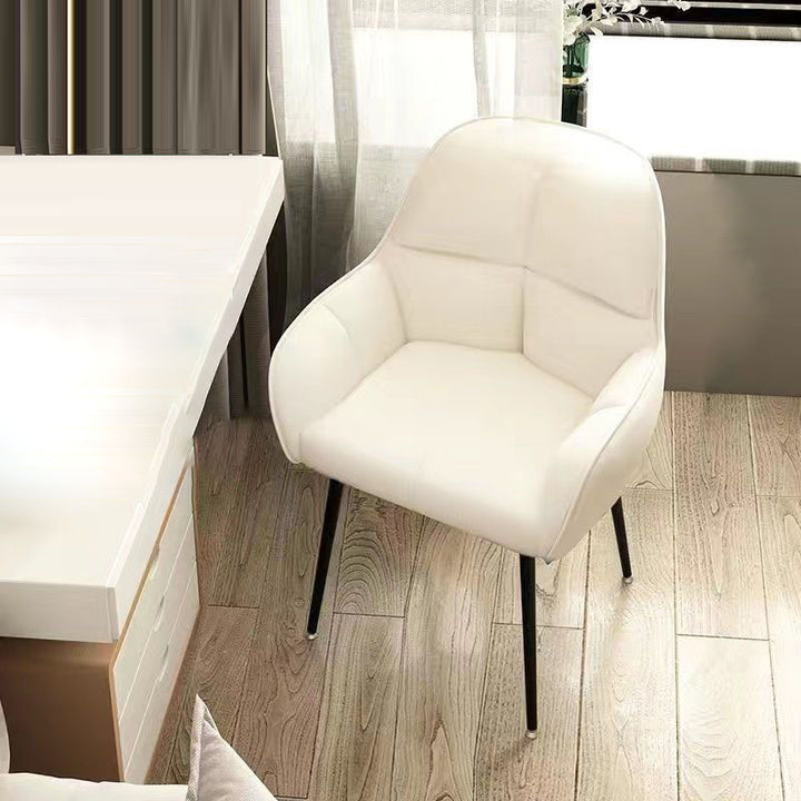 Contemporary Scandinavian Velvet Carbon Steel Grid Trapezoid Vanity Chair With Backrest &amp; Armrests For Bedroom