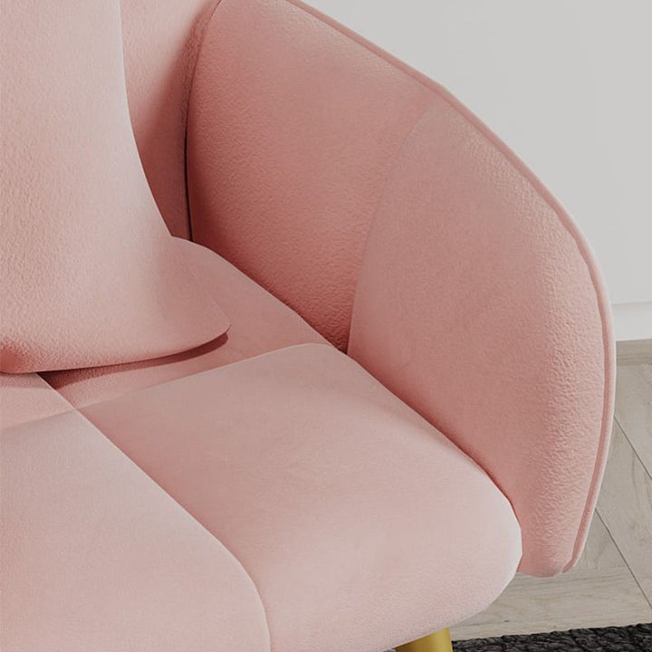 Contemporary Scandinavian Velvet Carbon Steel Grid Trapezoid Vanity Chair With Backrest &amp; Armrests For Bedroom