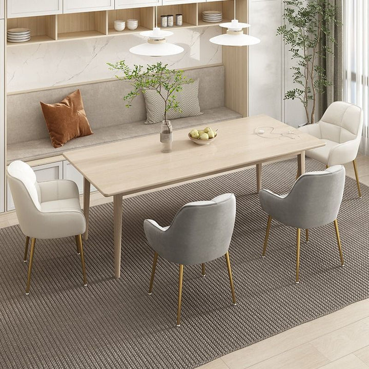 Contemporary Scandinavian Velvet Carbon Steel Grid Trapezoid Vanity Chair With Backrest &amp; Armrests For Bedroom