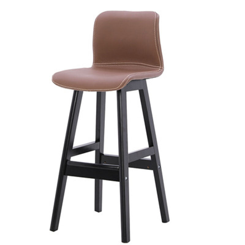Zeitgenössischer skandinavischer PU-Leder Massivholz gebogener quadratischer Barhocker mit Rückenlehne für das Esszimmer 