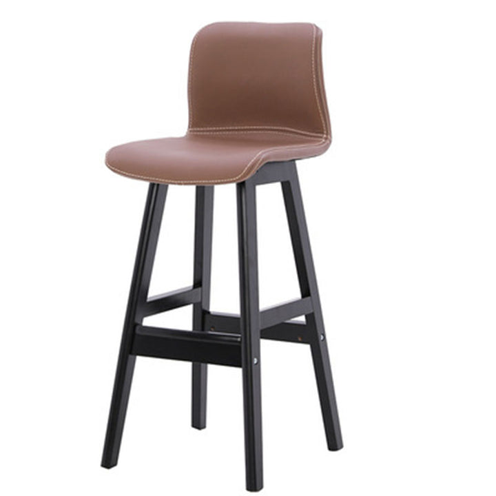 Zeitgenössischer skandinavischer PU-Leder Massivholz gebogener quadratischer Barhocker mit Rückenlehne für das Esszimmer 